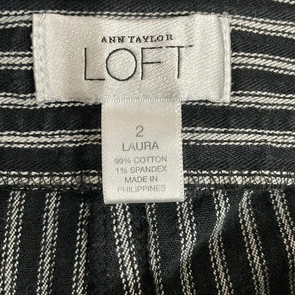 Ann Taylor LOFT Laura Striped Cropped Pants With Floral Trim Detail 2 - Picture 12 of 14